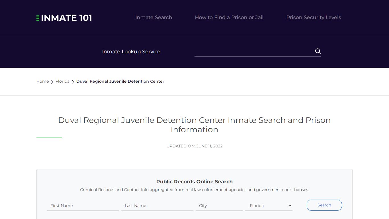 Duval Regional Juvenile Detention Center Inmate Search ...